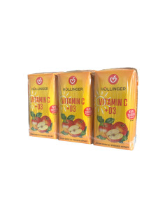 Minibrick Zumo manzana con Vit.C+D3 Bio 3x200ml Hollinger